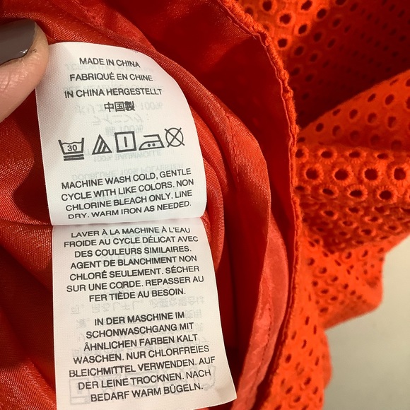 J. Crew Eyelet Shift Dress Flutter Sleeve Orange Above the Knee Length Cotton - Picture 6 of 7